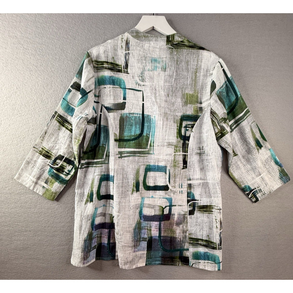 Parsley & Sage Holland Button Up Top Womens L White Abstract Artsy Eclectic NEW - Picture 5 of 10